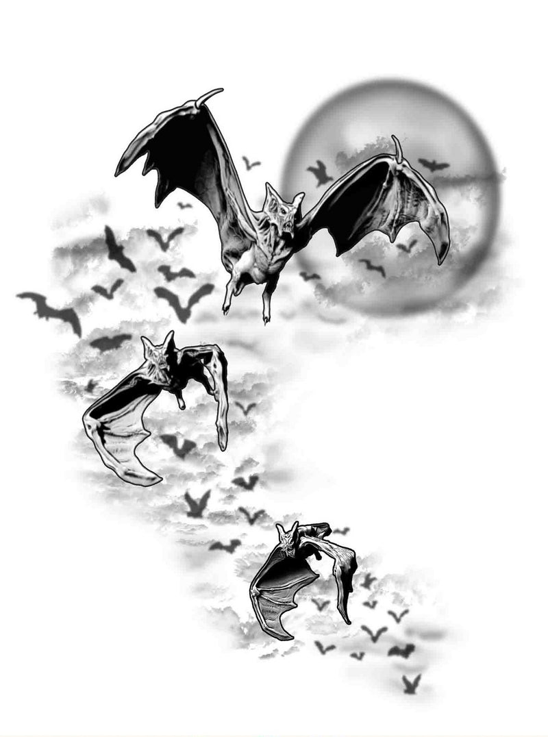 HookUp Tattoos Bats in Moonlight